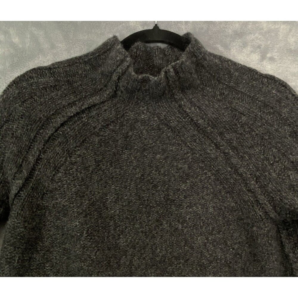 BROCHU WALKER Women Wool Sweater Sz M Black Crop Alpaca Casual Scholar 3-33 - Picture 3 of 10
